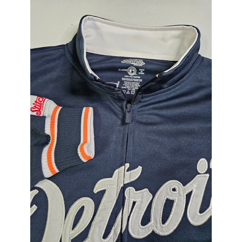 VTG Y2K Stitches Detroit Tigers Full‑Zip Track Jacket Men's XL Navy Orange MLB